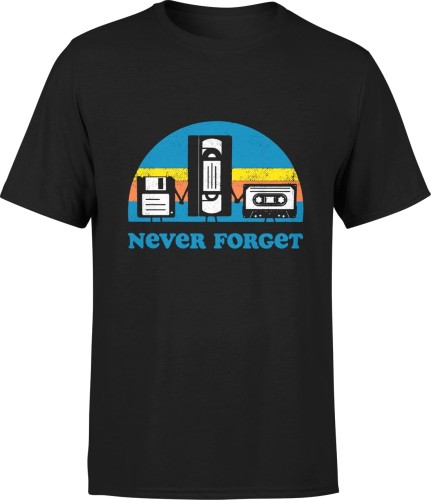 Never forget retro dyskietka vhs kaseta Męska koszulka czarna 