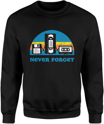 Never forget retro dyskietka vhs kaseta Męska bluza czarna 