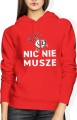 Nic nie muszę Damska bluza z kapturem czerwona 