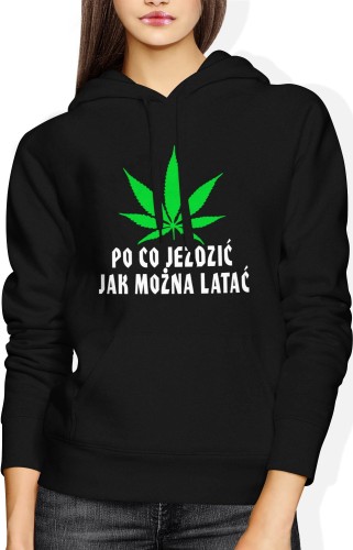 Po co jeździć jak można latać Damska bluza z kapturem czarna 