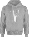 Saksofon muzyczna Męska bluza z kapturem szara 