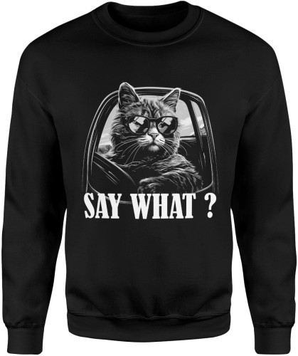 Kot Say What? Z Kotem Męska bluza czarna color:#000000
