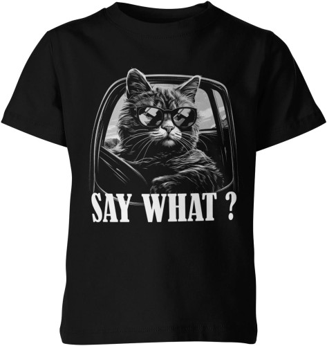 Kot Say What? Z Kotem Dziecięca koszulka 
czarna color:#000000