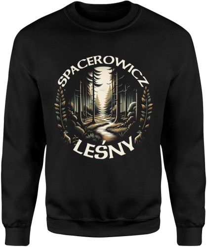 las natura przyroda spacerowicz leśny Męska bluza czarna 
