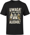 Uwaga mogę zawierać alkohol Prezent dla Alkoholika Męska koszulka czarna 