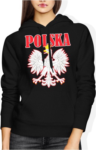 Kibica Polska Orzeł Damska bluza z kapturem czarna 