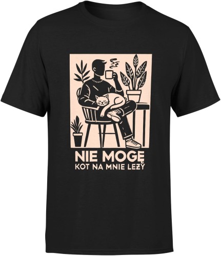 Nie mogę kot na mnie leży siedzi Męska koszulka czarna 