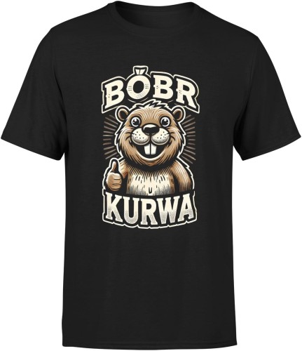 Bóbr Ku*wa z bobrem Męska koszulka czarna 