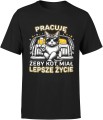 Pracuję żeby kot miał lepsze życie Męska koszulka  czarna 