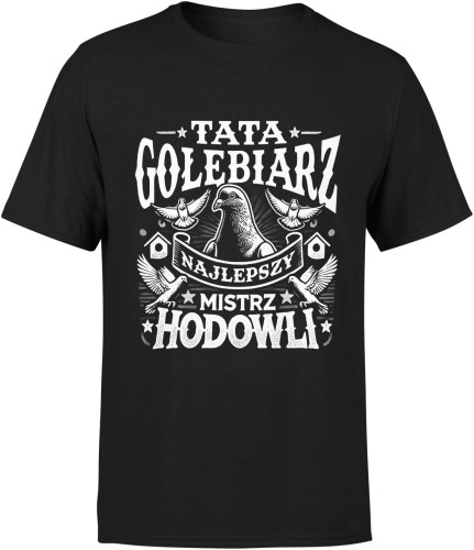 Tata gołębiarz z gołębiami Męska koszulka czarna 