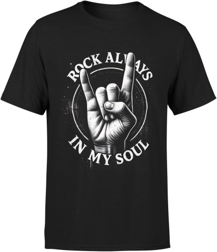Rock Always in my soul rockowa Męska koszulka czarna 