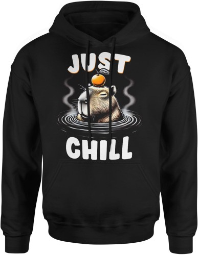 Kapibara Just Chill Męska bluza z kapturem czarna 