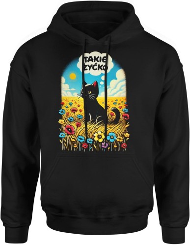 Takie żyćko kotek Męska bluza z kapturem czarna 