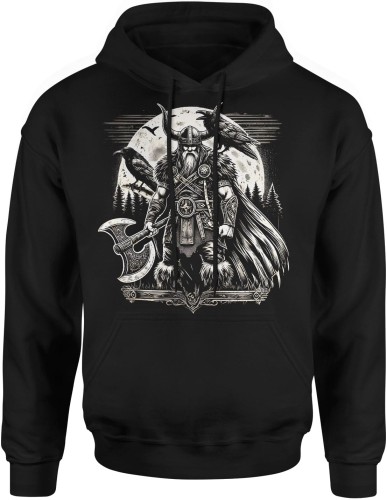 Viking Wiking Wikingowie Kruki Męska bluza z kapturem czarna 
