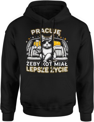 Pracuję żeby kot miał lepsze życie Męska bluza z kapturem