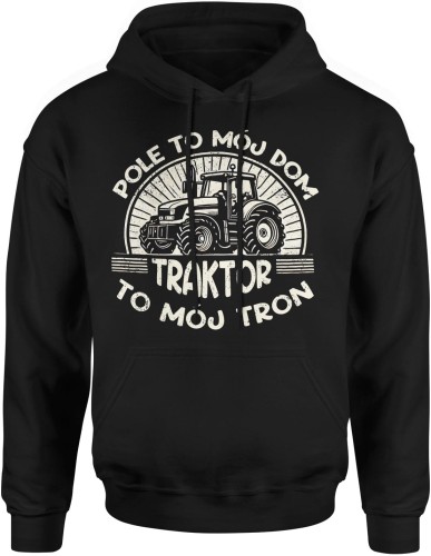 Traktor z traktorem rolnik dla rolnika Męska bluza z kapturem 
czarna 