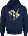 Vintage Retro Lata 80 Kaseta Ołówek Męska bluza z kapturem granatowa 