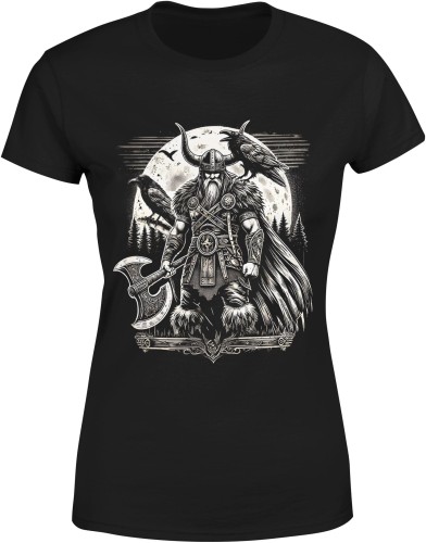 Viking Wiking Wikingowie Kruki Damska koszulka czarna color:#000000