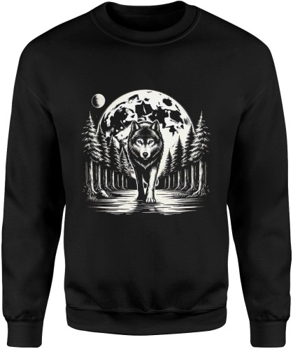 Wilk w lesie Męska bluza czarna 