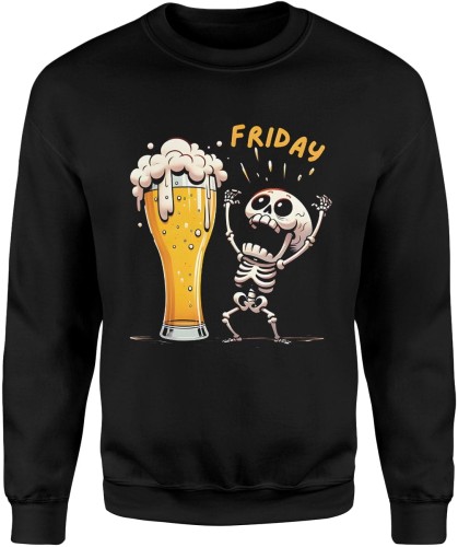 Piwo Friday Piątek Weekend czaszka szkielet Męska bluza  
czarna 