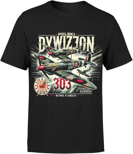 Dywizjon 303 Historyczna Wojskowa Męska koszulka 
czarna 