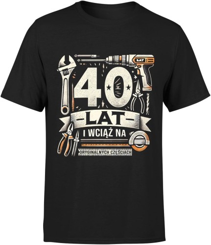 40 lat na oryginalnych częściach narzędzia Męska koszulka czarna 