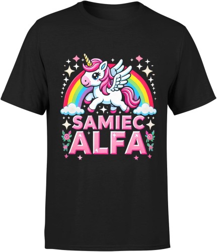 Jednorożec Samiec Alfa Z Koniem Męska koszulka  czarna 