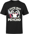 Cute but psycho Kawaii Pingwin Męska koszulka czarna 