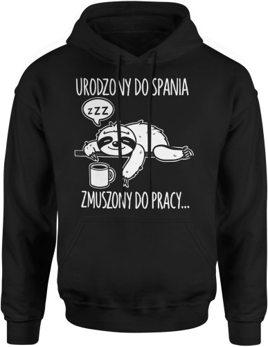 Leniwiec Urodziny do spania zmuszony do pracy Męska bluza z kapturem czarna 
