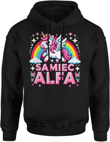 Jednorożec Samiec Alfa Z Koniem Męska bluza z kapturem 
czarna 