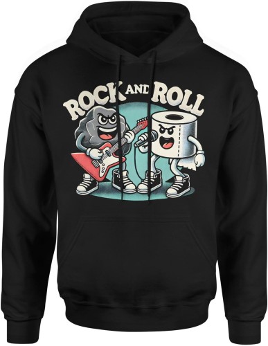 Rock And Roll Męska bluza z kapturem 
czarna 