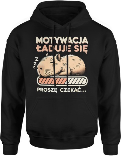 Kapibara Capybara Motywacja Ładuje Się Męska bluza z kapturem czarna 