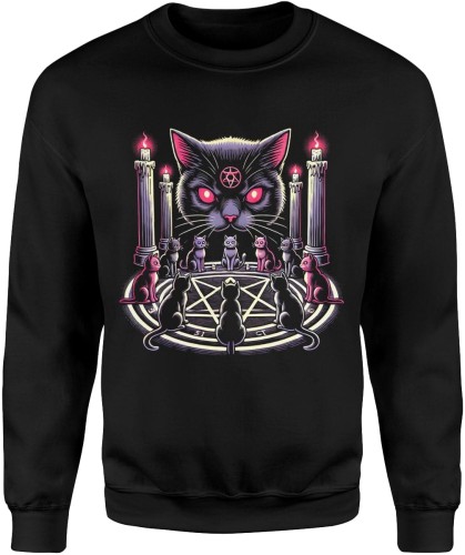 Pentagram Z Kotami Okultystyczna Męska bluza  czarna 