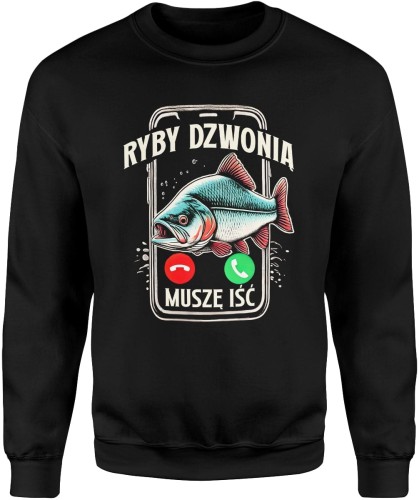 Ryby dzwonią muszę iść telefon Męska bluza czarna 