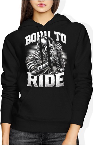 Born to ride ścigacz Damska bluza z kapturem czarna color:#000000