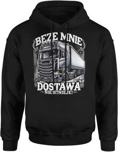 Beze mnie dostawa nie istnieje Męska bluza z kapturem czarna 