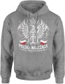 Polska Walcząca Z orłem białym Męska bluza z kapturem szara 