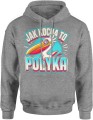Jak kocha to połyka Pelikan Męska bluza z kapturem szara 