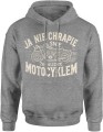 Ja nie chrapie ja śnie że jeżdzę motocyklem Męska bluza z kapturem  szara 