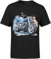 Retro niebieski Chopper Męska koszulka 