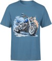 Retro niebieski Chopper Męska koszulka 
