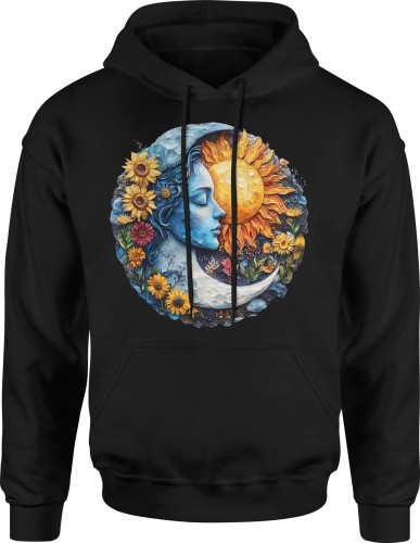 Księżyc słońce w kwiaty Męska bluza z kapturem  