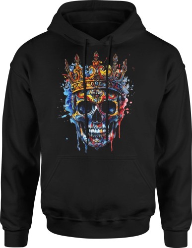 Kolorowa czaszka w koronie Męska bluza z kapturem 