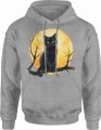 Czarny kot księżyc z księżycem Męska bluza z kapturem  