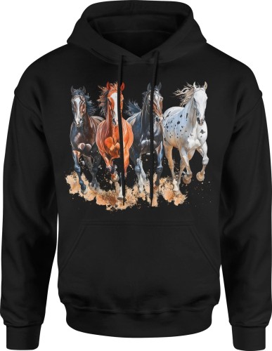 Galopujące kolorowe konie Męska bluza z kapturem 