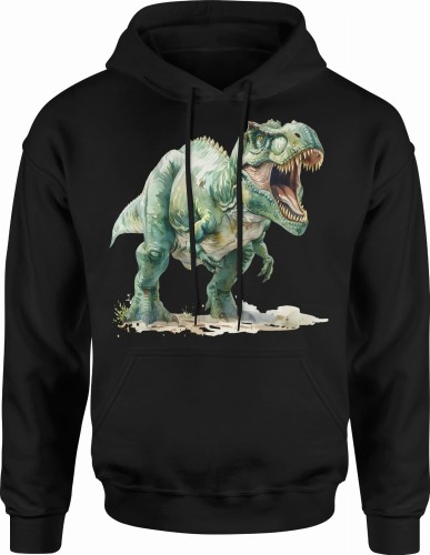 Zielony dinozaur t rex Męska bluza z kapturem 