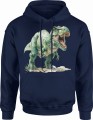 Zielony dinozaur t rex Męska bluza z kapturem 