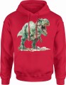 Zielony dinozaur t rex Męska bluza z kapturem 