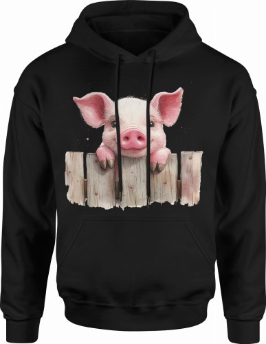 Różowa urocza świnka Męska bluza z kapturem 