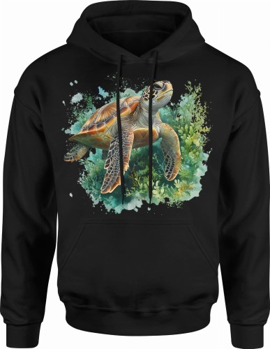 Żółw z płynącym żółwiem pod wodą Męska bluza z kapturem 